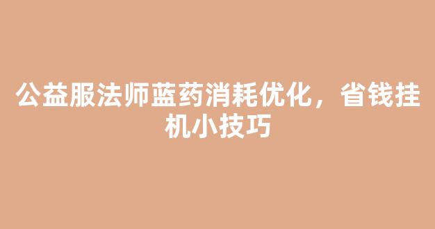 公益服法师蓝药消耗优化，省钱挂机小技巧