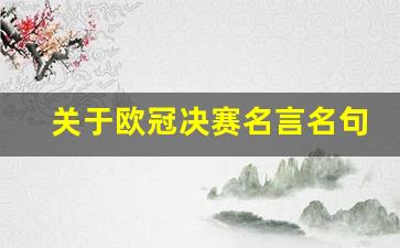 欧冠经典语录-关于欧冠决赛名言名句