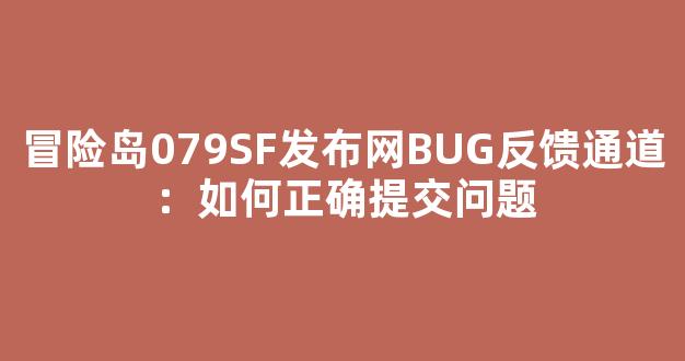 冒险岛079SF发布网BUG反馈通道：如何正确提交问题
