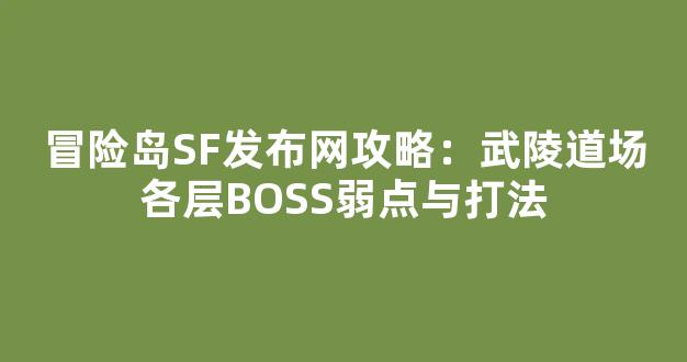 冒险岛SF发布网攻略：武陵道场各层BOSS弱点与打法