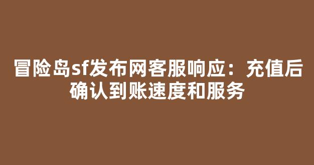 冒险岛sf发布网客服响应：充值后确认到账速度和服务