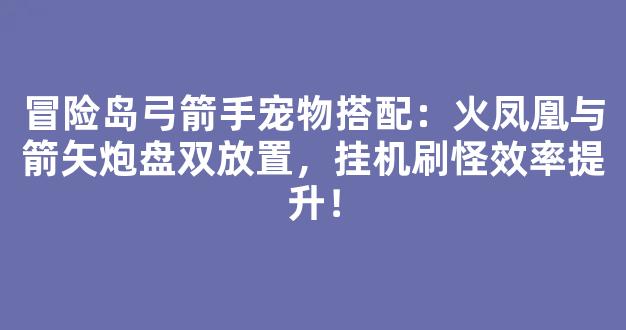 冒险岛弓箭手宠物搭配：火凤凰与箭矢炮盘双放置，挂机刷怪效率提升！