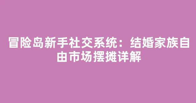 冒险岛新手社交系统：结婚家族自由市场摆摊详解
