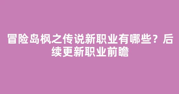 冒险岛枫之传说新职业有哪些？后续更新职业前瞻