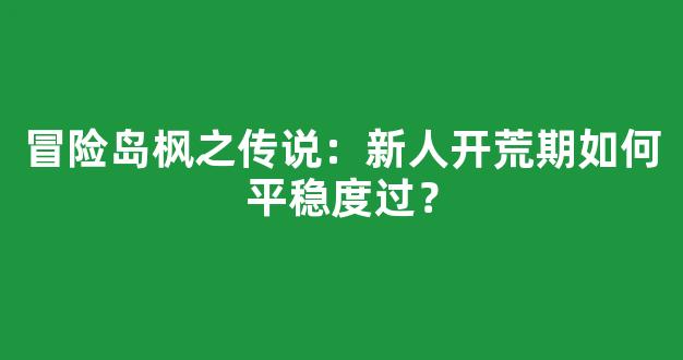 冒险岛枫之传说：新人开荒期如何平稳度过？