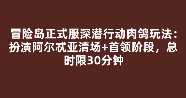 冒险岛正式服深潜行动肉鸽玩法：扮演阿尔忒亚清场+首领阶段，总时限30分钟