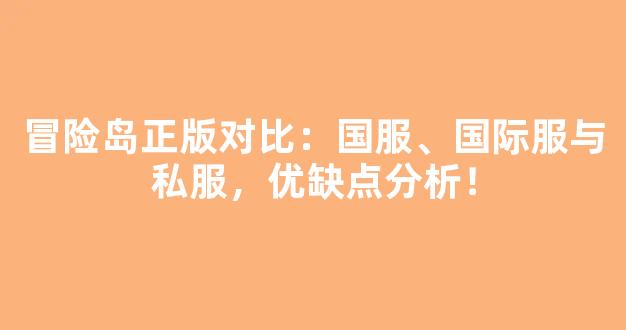 冒险岛正版对比：国服、国际服与私服，优缺点分析！