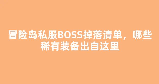 冒险岛私服BOSS掉落清单，哪些稀有装备出自这里