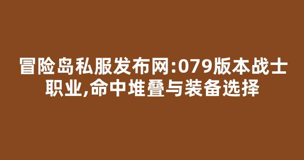 冒险岛私服发布网:079版本战士职业,命中堆叠与装备选择