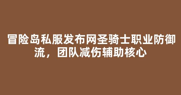 冒险岛私服发布网圣骑士职业防御流，团队减伤辅助核心
