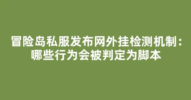 冒险岛私服发布网外挂检测机制：哪些行为会被判定为脚本
