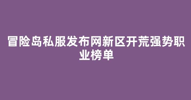 冒险岛私服发布网新区开荒强势职业榜单