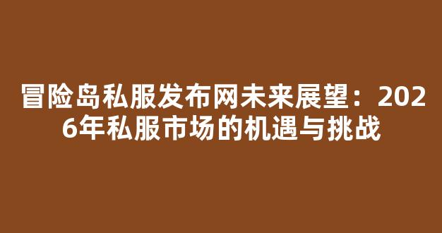 冒险岛私服发布网未来展望：2026年私服市场的机遇与挑战