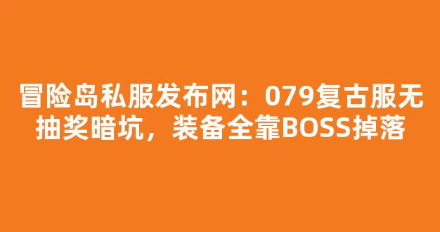 冒险岛私服发布网：079复古服无抽奖暗坑，装备全靠BOSS掉落