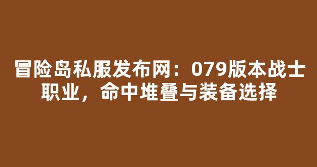 冒险岛私服发布网：079版本战士职业，命中堆叠与装备选择