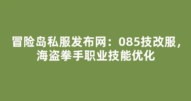 冒险岛私服发布网：085技改服，海盗拳手职业技能优化