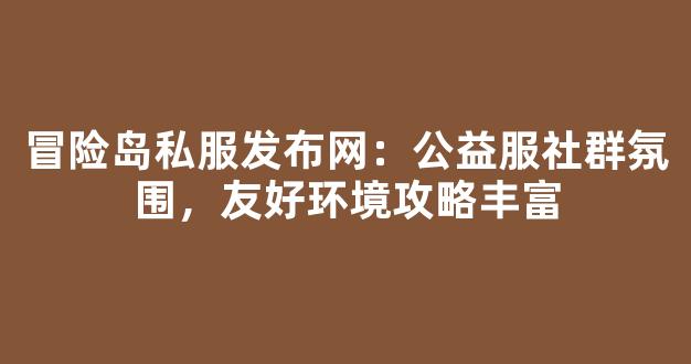 冒险岛私服发布网：公益服社群氛围，友好环境攻略丰富