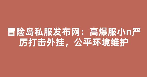 冒险岛私服发布网：高爆服小n严厉打击外挂，公平环境维护