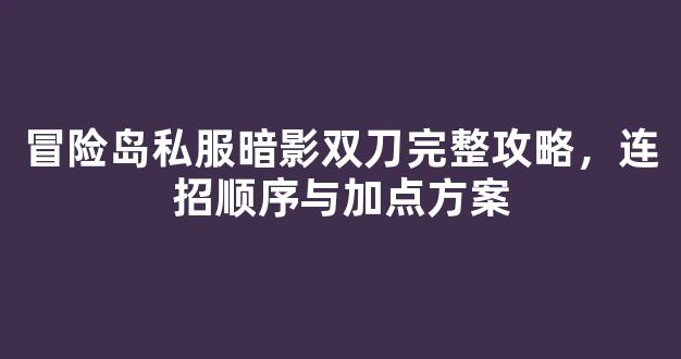 冒险岛私服暗影双刀完整攻略，连招顺序与加点方案