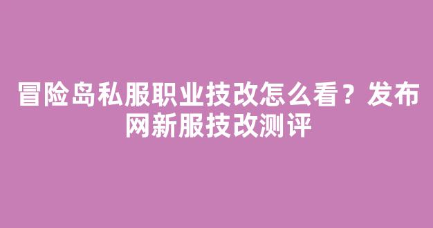 冒险岛私服职业技改怎么看？发布网新服技改测评