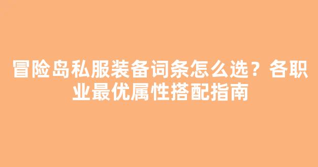 冒险岛私服装备词条怎么选？各职业最优属性搭配指南