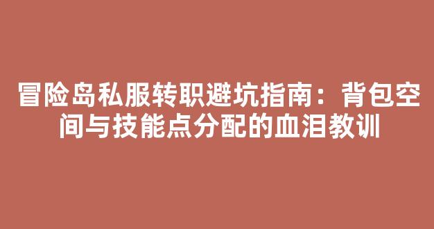 冒险岛私服转职避坑指南：背包空间与技能点分配的血泪教训