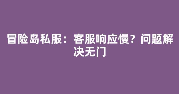 冒险岛私服：客服响应慢？问题解决无门