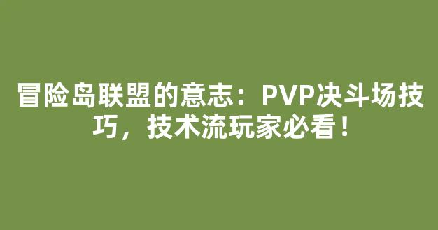 冒险岛联盟的意志：PVP决斗场技巧，技术流玩家必看！