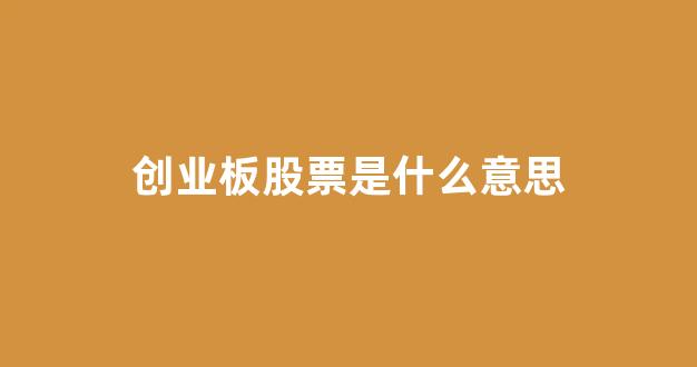 创业板股票是什么意思(创业板股票指什么)_https://www.hhem8.com_上交所_第1张