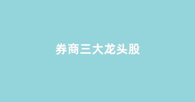 券商三大龙头股(券商三大龙头股票排名)_https://www.gen-fastener.com_郑商所_第1张