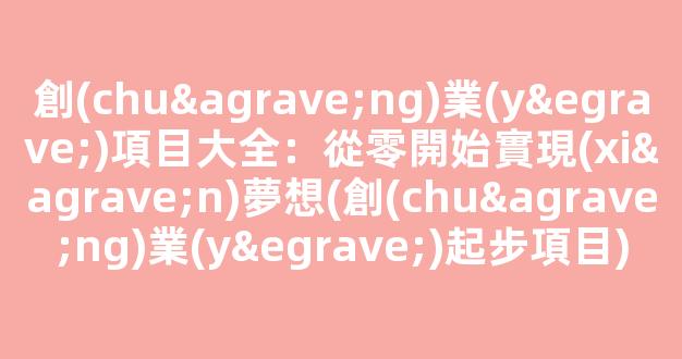 創(chuàng)業(yè)項目大全：從零開始實現(xiàn)夢想(創(chuàng)業(yè)起步項目) - 嚴(yán)選資源大全