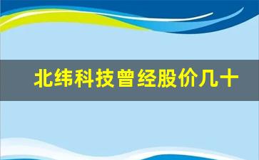 北纬科技曾经股价几十块(北纬科技历史最高价)_https://www.gzyhshgzzx.com_郑商所_第1张