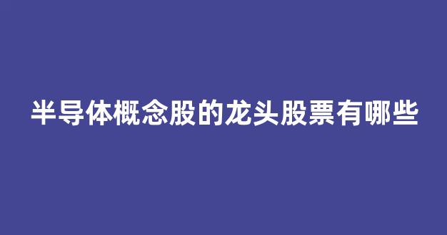 半导体概念股的龙头股票有哪些(半导体概念股的龙头股票有哪些呢)_https://www.syklpowerbike.com_上交所_第1张