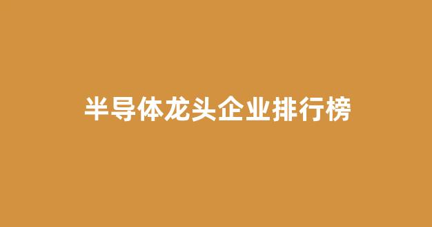 半导体龙头企业排行榜(半导体行业龙头公司)_https://www.hn-life.com_科创板_第1张