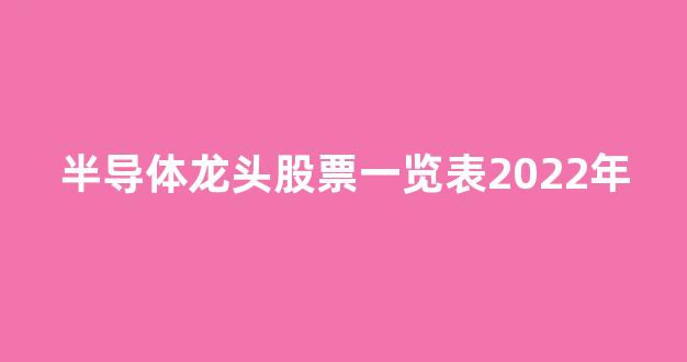 半导体龙头股票一览表2022年(半导体芯片股票龙头前十名排名)_https://www.luoxuangg888.com_科创板_第1张