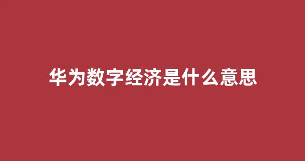 华为数字经济是什么意思(华为数字经济联合创新中心)_https://www.hangfeite.com_北交所_第1张