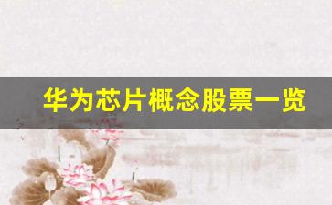 华为芯片概念股票一览(华为 芯片 概念股)_https://www.kairu168.com_郑商所_第1张