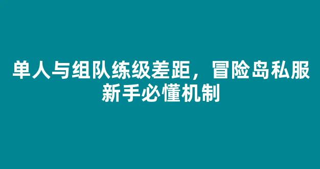 单人与组队练级差距，冒险岛私服新手必懂机制