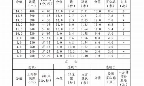 南京市体育中考标准表_南京市体育中考标准表最新