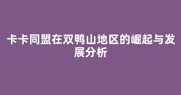 卡卡同盟在双鸭山地区的崛起与发展分析