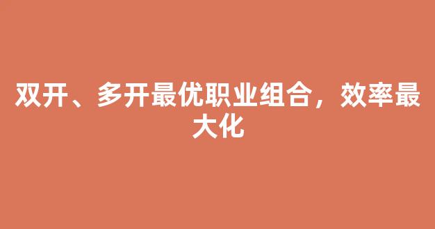 双开、多开最优职业组合，效率最大化