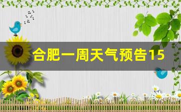 合肥一周天气预告15天最新通知最新_合肥一周天气预报查