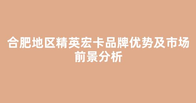 合肥地区精英宏卡品牌优势及市场前景分析