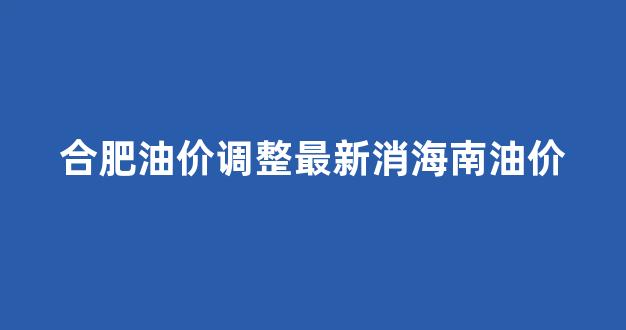 合肥油价今日价格98号_合肥油价调整最新消海南油价