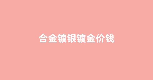 合金镀银一般多少钱_合金镀银镀金价钱