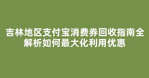 吉林地区支付宝消费券回收指南全解析如何最大化利用优惠