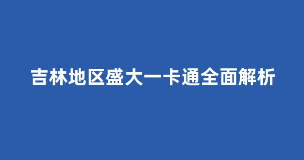 吉林地区盛大一卡通全面解析