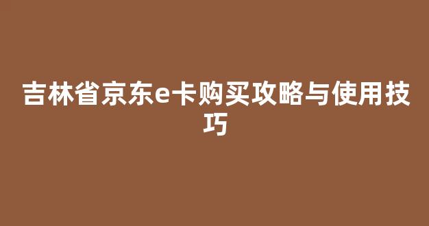 吉林省京东e卡购买攻略与使用技巧