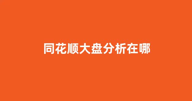 同花顺大盘分析在哪(同花顺看大盘)_https://www.dongshengweixin.com_科创板_第1张