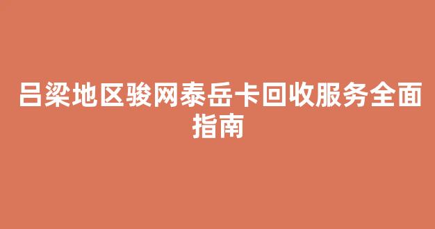 吕梁地区骏网泰岳卡回收服务全面指南